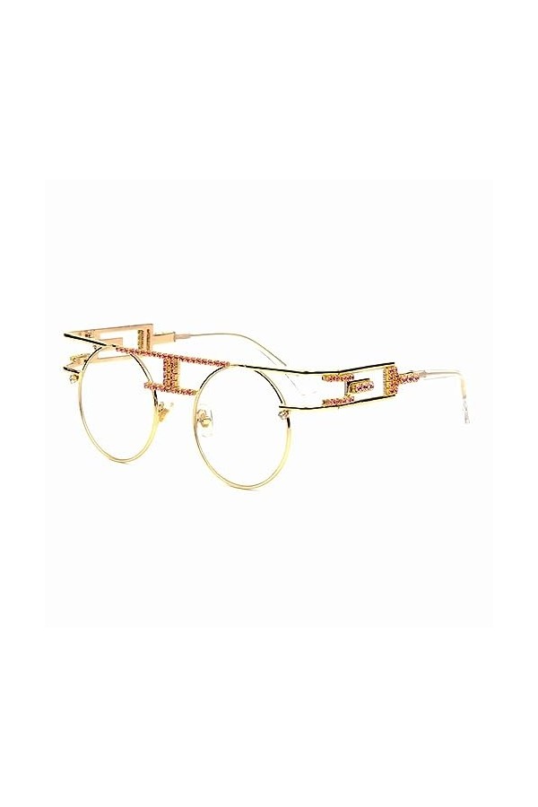HPIRME Lunettes de soleil steampunk à monture en métal pour femmes rondes pour hommes Lunettes de soleil gothiques Lunettes d