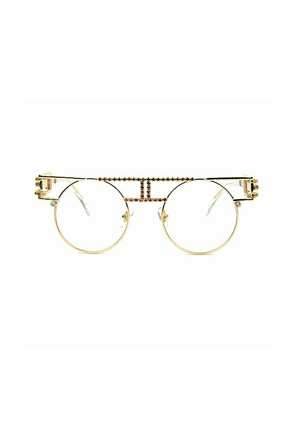 HPIRME Lunettes de soleil steampunk à monture en métal pour femmes rondes pour hommes Lunettes de soleil gothiques Lunettes d