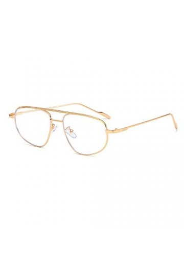 HCHES Lunettes de soleil mode métal femmes grand cadre conduite lunettes de soleil pour hommes clair anti-lumière bleue cadre