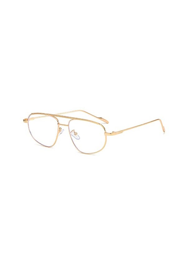 HCHES Lunettes de soleil mode métal femmes grand cadre conduite lunettes de soleil pour hommes clair anti-lumière bleue cadre