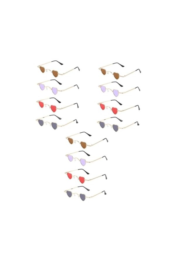 ibasenice 12 Pièces Lunettes De Soleil Coeur Fête Sur La Plage Lunettes Rétro Lunettes De Soleil à La Mode Cadeaux De Célibat