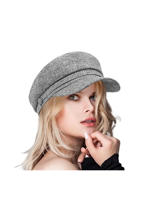 ColorSun Chapeau de Newsboy pour femme - Chapeau de style Paperboy octogonal - marron - Taille M