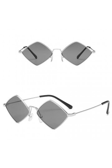 Lunettes de soleil en forme de losange pour homme et femme - Lunettes de soleil tendance en métal - 2 paires E 