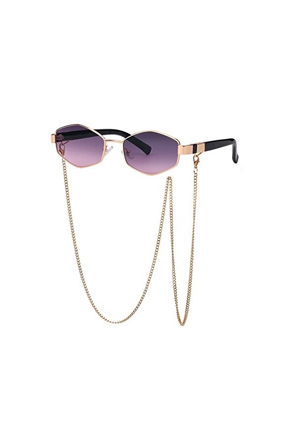 XINXIN Lunettes De Soleil De Cadre Irrégulier En Chaîne Femmes De Vacances En Plein Air Verres De Soleil Color : G, Size : M
