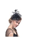 YiyiLai Chapeau Bibi Femme Tulle Plume Pince à Cheveux Serre-tête Bordeau