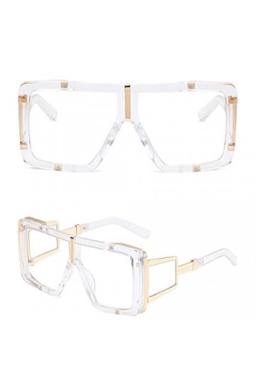 HCHES Lunettes de soleil carrées surdimensionnées à la mode Femmes Cool Designer Gradient Eyewear Clear Frame Vintage Male Fl