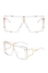 HCHES Lunettes de soleil carrées surdimensionnées à la mode Femmes Cool Designer Gradient Eyewear Clear Frame Vintage Male Fl