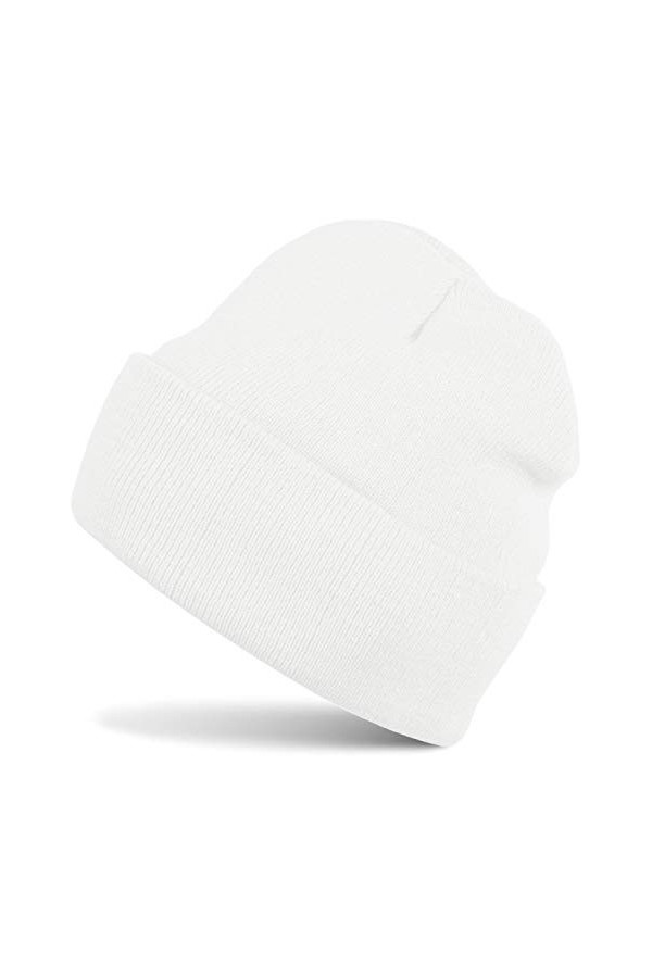 styleBREAKER Classique Bonnet Tricoté, Fine Tricot, Chaud, Unisexe 04024029, Couleur:Blanc