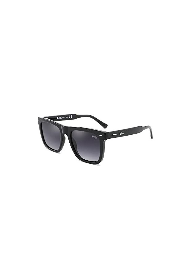Lee Cooper Lunettes de soleil classiques pour homme et femme, légères avec protection UV, Monture - Noir Brillant | Lentille 