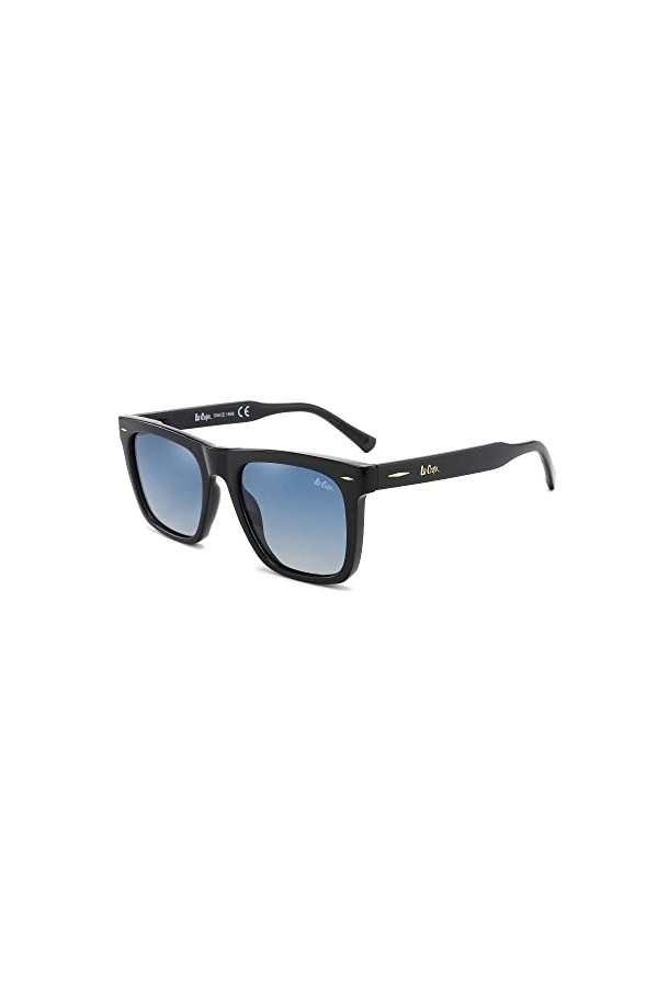 Lee Cooper Lunettes de soleil classiques pour homme et femme, légères avec protection UV, Monture - Noir Brillant | Lentille 