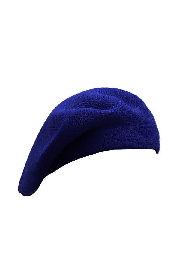 Wheebo Béret français réversible en cachemire de couleur unie pour femmes, filles, femmes et adultes, saphire, Taille M