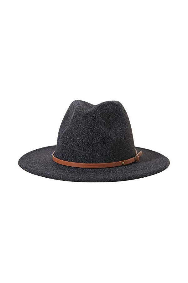 Lanzom Chapeau Fedora en feutre pour femme avec bande - - Taille unique