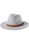 Lanzom Chapeau Fedora en feutre pour femme avec bande - - Taille unique