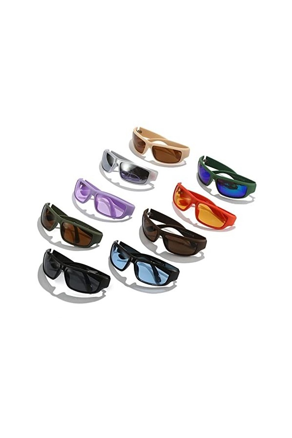 YINROM Lunettes de Soleil Cyclisme Sport Lunettes de Soleil Femmes Punk Lunettes Hommes Argent Miroir Nuances Mode UV400 Lune