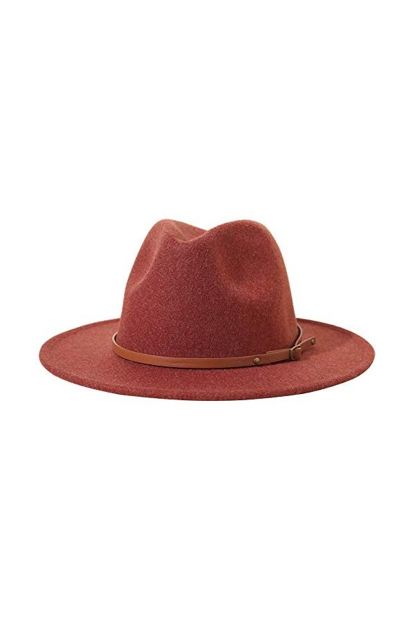 Lanzom Chapeau Fedora en feutre pour femme avec bande - - Taille unique