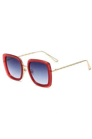 MUTYNE Lunettes de Soleil carrées surdimensionnées Mode Femmes Hommes Lunettes de Soleil en métal Transparent Famale mâle Lun
