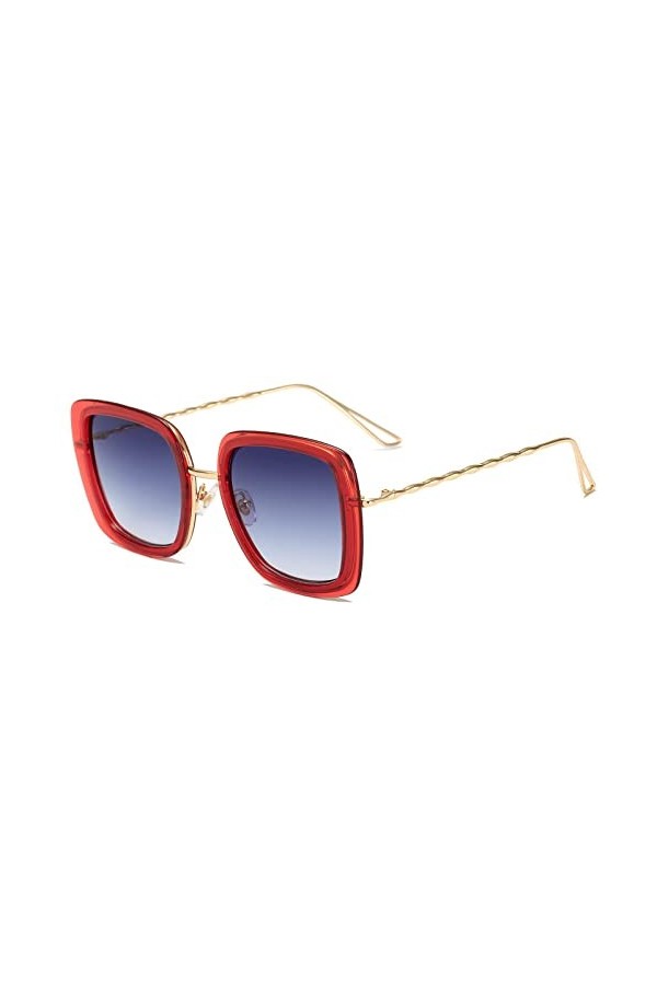 MUTYNE Lunettes de Soleil carrées surdimensionnées Mode Femmes Hommes Lunettes de Soleil en métal Transparent Famale mâle Lun