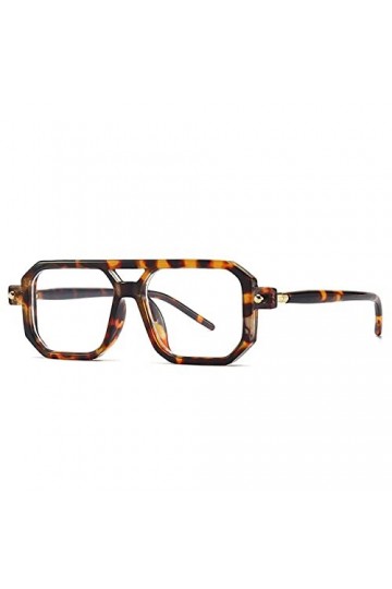 Mode Unique Polygone Carré Lunettes De Soleil Femmes Rétro Clair Lunettes Cadre Hommes Nuances UV400, Léopard clair, A