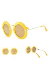 HPIRME Lunettes de soleil rondes surdimensionnées femmes Vintage rétro vert cadre femme lunettes de soleil nuances, C4, taill
