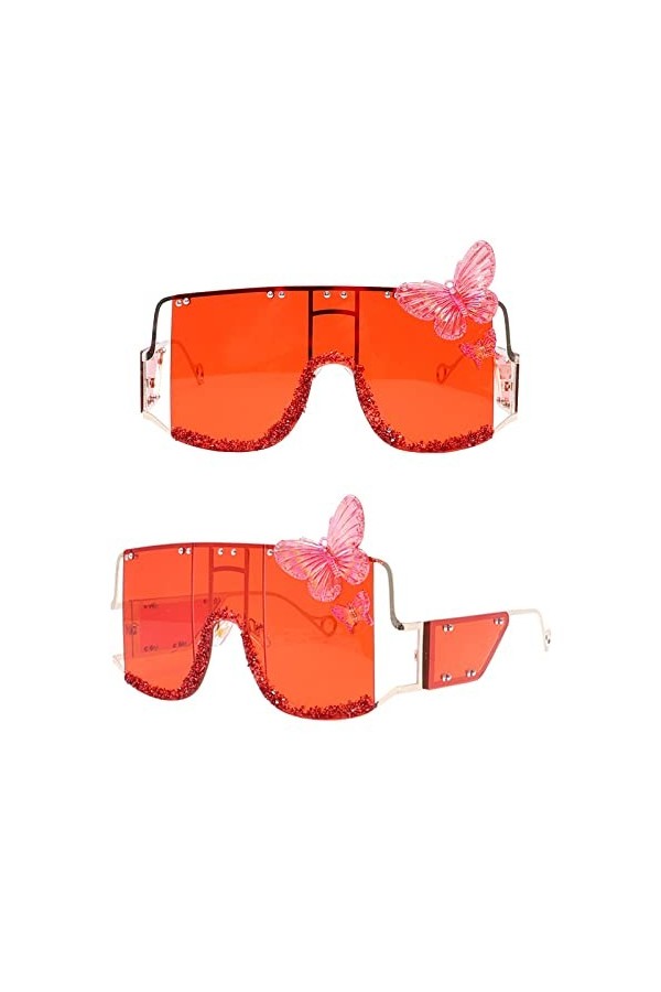 Oversize Rivet Butterfly Diamond Lunettes de soleil Steampunk Femmes Hommes Lunettes Vintage Lunettes Retro Square Shades UV4