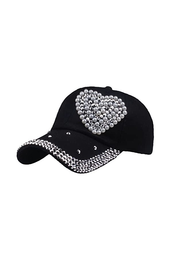 Casquette de baseball brillante pour femme - Chapeau de soleil réglable et confortable - En métal brillant - Pour lextérieur