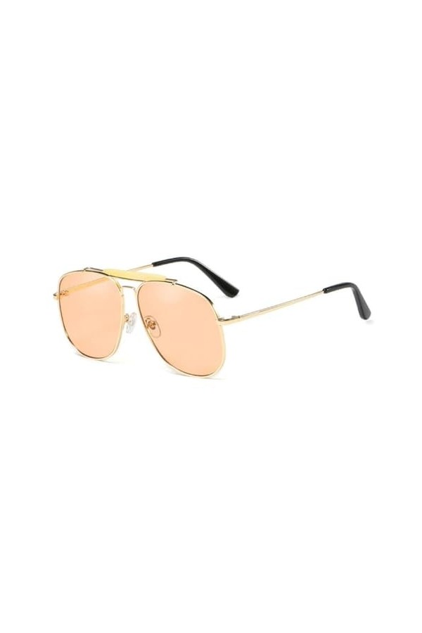 Lunettes de Soleil à lentilles Femmes Lunettes de Soleil à Grande Monture Lunettes de Soleil surdimensionnées pêche, Champagn