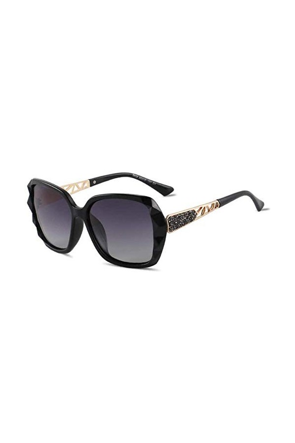 ZYIZEE Lunettes de Soleil Lunettes de Soleil Femmes Gradient Polarized Diamond Frame Lunettes de Soleil pour la Conduite Lady