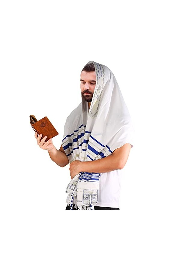 LOVMOV Tallit de Jérusalem - 9 couleurs - Châle de prière messianique - Avec sac de talis - Sceau messianique - Cadeau pour h