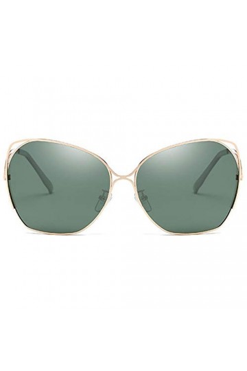 XiaoDong1 Lunettes de soleil polarisées en métal coloré UV400 Verres verts et roses Monture dorée pour femme couleur : vert 