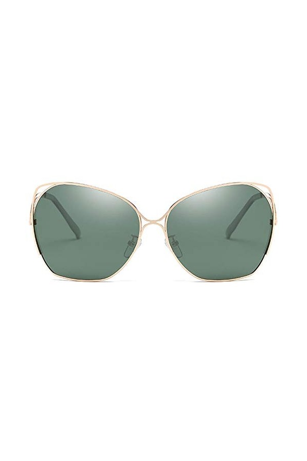 XiaoDong1 Lunettes de soleil polarisées en métal coloré UV400 Verres verts et roses Monture dorée pour femme couleur : vert 