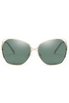 XiaoDong1 Lunettes de soleil polarisées en métal coloré UV400 Verres verts et roses Monture dorée pour femme couleur : vert 
