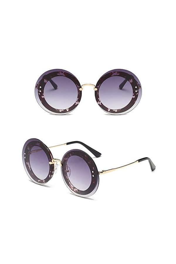 HCHES Lunettes de soleil à paillettes sans monture femmes UV400 dégradé femme lunettes de soleil nuances femme ronde, 2, tail