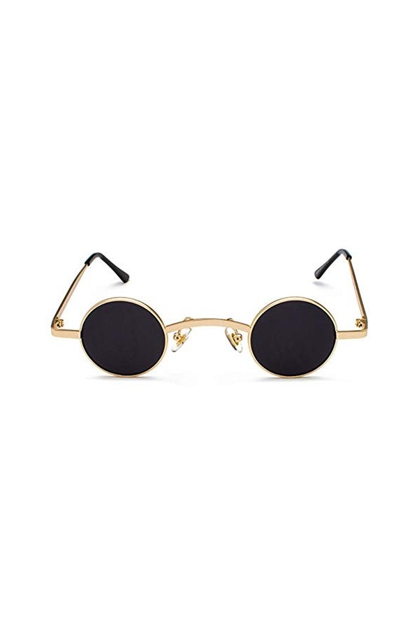 Générique Petites Lunettes de Soleil Rondes Steampunk Hommes Femmes Lunettes de Soleil Vintage à Monture en métal