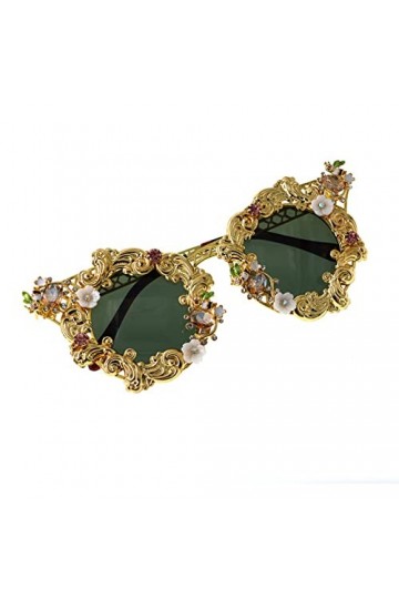 Miyabitors Lunettes de soleil décoratives en métal avec fleur et papillon pour femme - Lunettes de soleil UV400