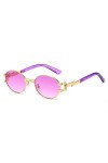 HPIRME Lunettes de soleil steam punk en métal hommes femmes lunettes rondes ovales lunettes de soleil hip hop, or violet, tai