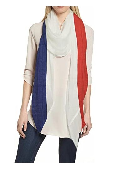 Lina & Lily Écharpe Foulard Femme Imprimé Drapeau France 