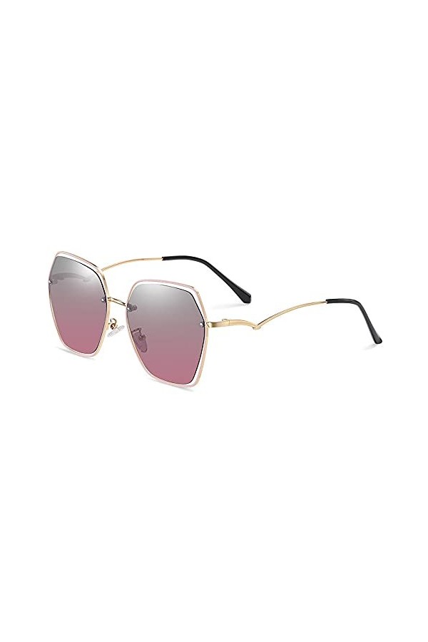 HAOMAO Lunettes de soleil polarisées carrées à verres dégradés Uv400 Shades pour femmes rouge