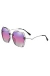 HAOMAO Lunettes de soleil polarisées carrées antireflet grand cadre en alliage Uv400 dégradé pour femmes violet
