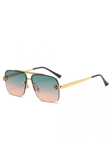HCHES Double Beam Trimming Square Man Frameless Lunettes de soleil Lunettes de soleil Femme Léopard,5,Taille unique