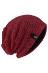 Bonnet Femmes Long Slouchy Oversized Béret Bonnet Tricot Hiver Chapeau B08w Solid-Burgundy