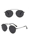 HPIRME Vintage ronde femme lunettes de soleil alliage cadre miroir lunettes soleil femmes noir surdimensionné, 1, taille uniq