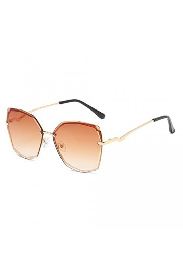 HCHES Lunettes de soleil œil de chat sans monture pour femmes lunettes de soleil femme dégradé polygone lunettes Uv400, 3, ta