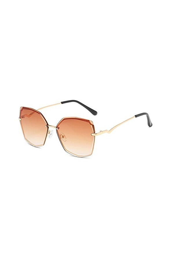 HCHES Lunettes de soleil œil de chat sans monture pour femmes lunettes de soleil femme dégradé polygone lunettes Uv400, 3, ta