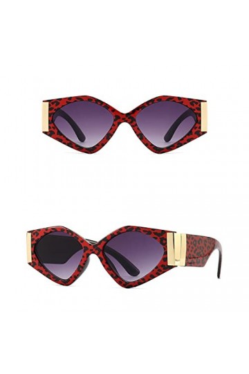 HCHES Lunettes de soleil pour femmes à monture géométrique rétro luxe grand cadre irrégulier carré lunettes de soleil femme r