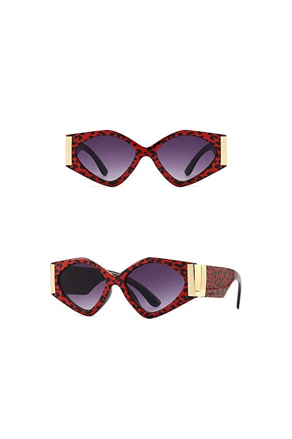 HCHES Lunettes de soleil pour femmes à monture géométrique rétro luxe grand cadre irrégulier carré lunettes de soleil femme r