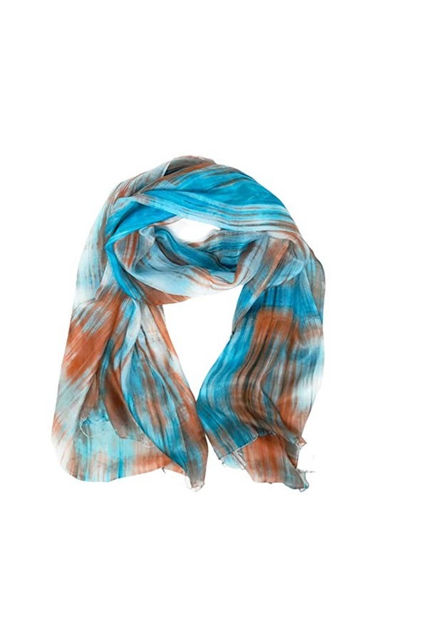 Écharpe 100 % pure soie pour femme - Écharpe en soie multicolore peinte à la main, Multicolore, taille unique