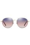 XiaoDong1 Lunettes de soleil polarisées pour femme - Monture ronde violette - Protection UV400 - Verres dégradés bleus et rou