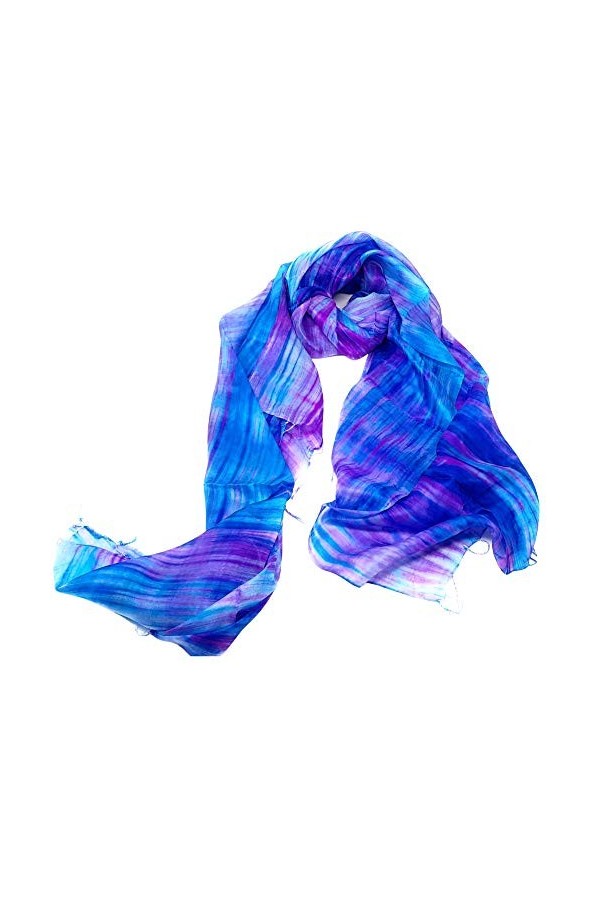 Écharpe 100 % pure soie pour femme - Écharpe en soie multicolore peinte à la main, Multicolore, taille unique