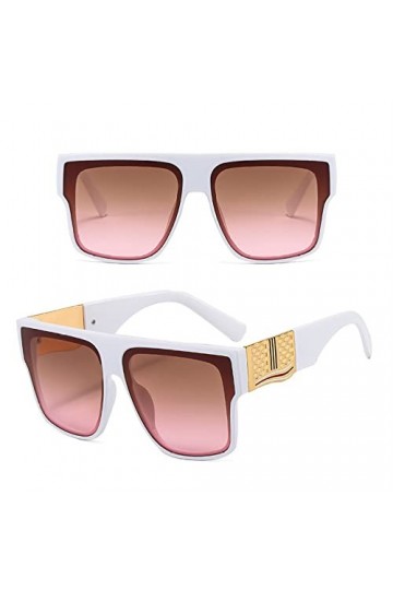 HCHES Lunettes de soleil carrées rétro surdimensionnées Femme Designer de luxe Classique Cadre noir Lunettes de soleil Unique