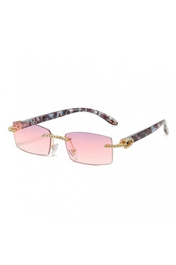 HCHES Lunettes de soleil en cristal sans monture uniques pour femmes Vintage Gradient Small Sqaure Strass Shiny Lunettes de s